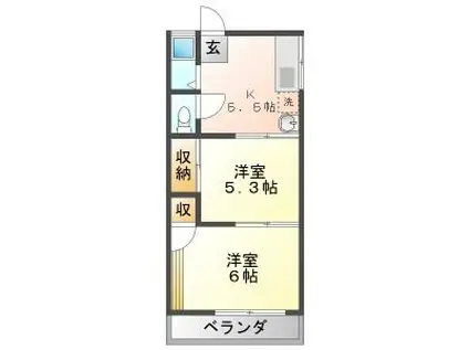 奥田ハイツ(2K/2階)の間取り写真