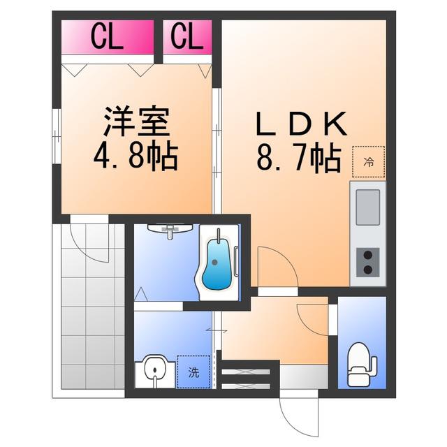 フジパレス高石加茂(1LDK/1階)の間取り写真