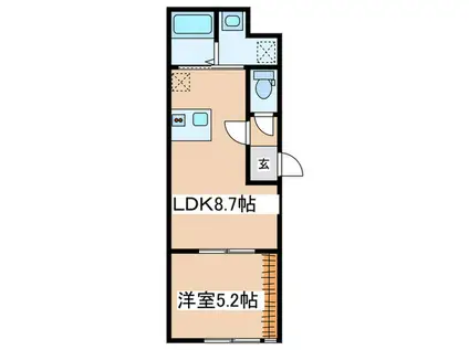 RILLSIDE RESIDENCE(1LDK/3階)の間取り写真
