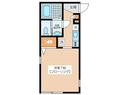 MILLCREEK梅丘(1K/2階)の間取り写真