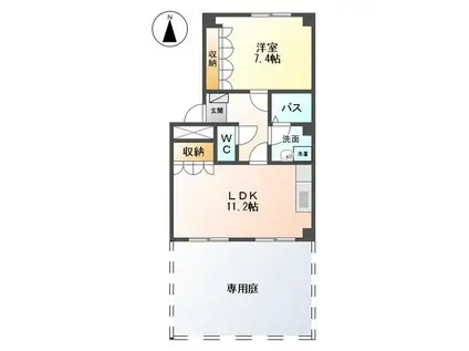 ブリックヒルズII(1LDK/1階)の間取り写真