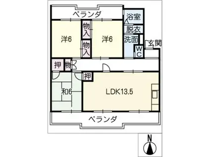 サンピュアトミタ(3LDK/2階)の間取り写真