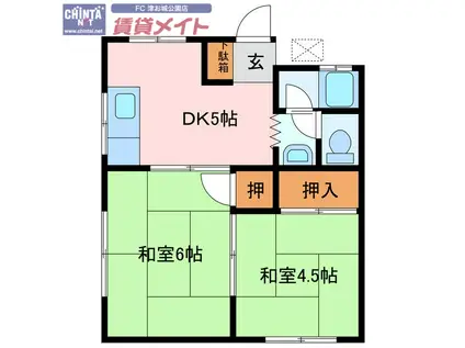 桜荘(2DK/2階)の間取り写真