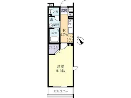 グランディアつくばII(1K/1階)の間取り写真