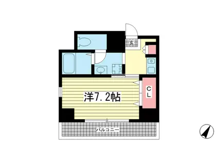 エスポワール三宮II(1K/2階)の間取り写真