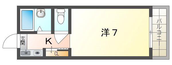 メゾンドゥタナカ(1K/2階)の間取り写真