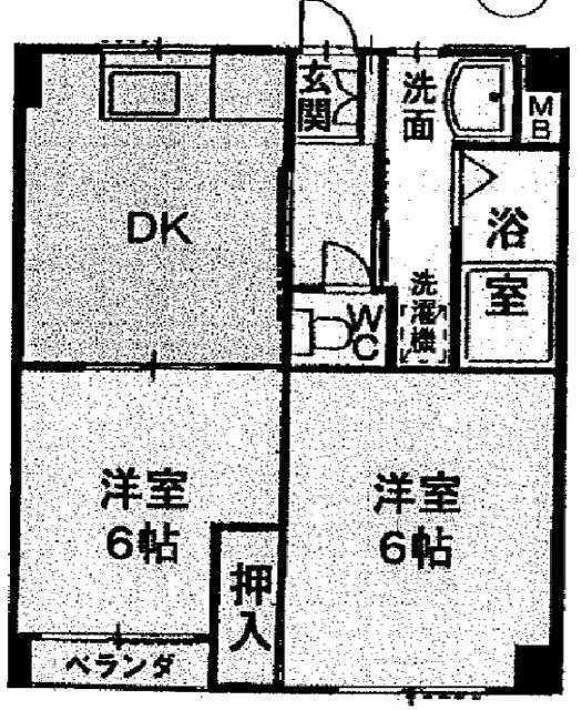 エスポワール木村(2DK/2階)の間取り写真