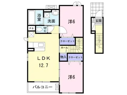 ニューシャルム(2LDK/2階)の間取り写真