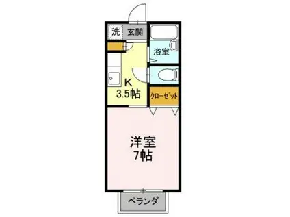 パセオ西府壱番舘(1K/1階)の間取り写真