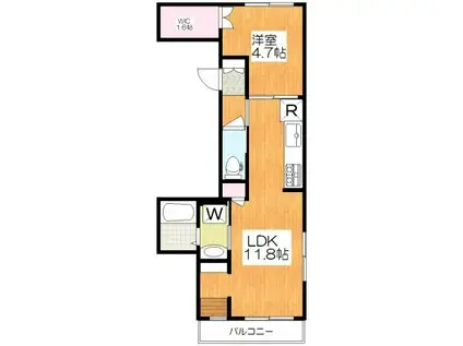 カーサナゴミ(1LDK/2階)の間取り写真