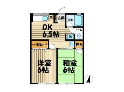 シャルムC(2DK/1階)の間取り写真