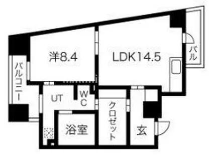 WOB西梅田(1LDK/2階)の間取り写真
