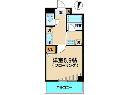 セントラルコート(1K/2階)の間取り写真