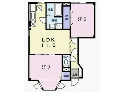 プリムヴェール(2LDK/1階)の間取り写真