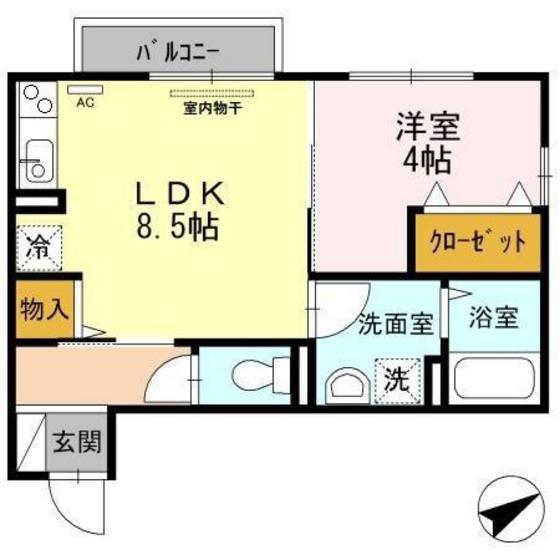 ウィットK(1LDK/2階)の間取り写真