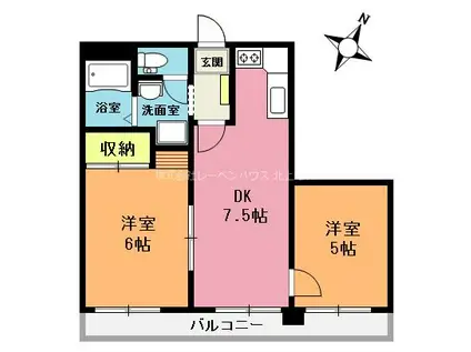 サニーハイツ久保(2DK/3階)の間取り写真