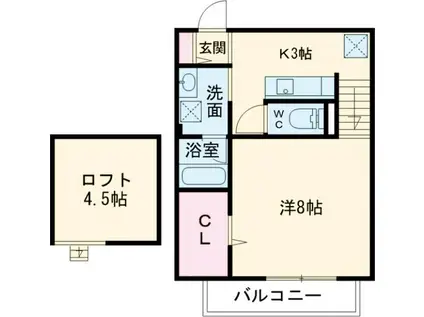 ルミウス(1SK/2階)の間取り写真