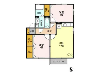 シャルムアイ(2LDK/2階)の間取り写真