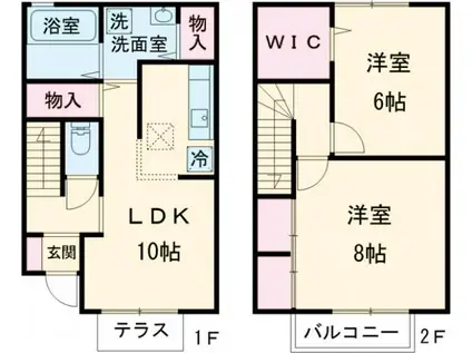 グリーンハウス I棟(2LDK/1階)の間取り写真