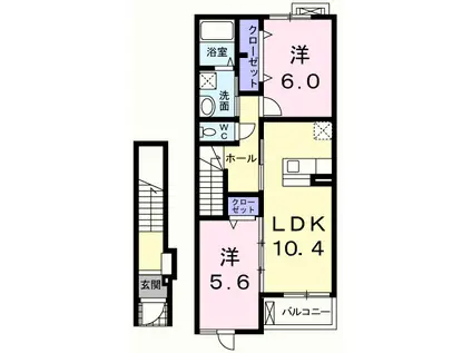 リリーガーデン(2LDK/2階)の間取り写真