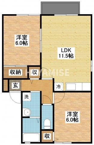 セジュールYMIV(2LDK/1階)の間取り写真