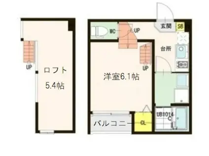 メルツ原町(1K/1階)の間取り写真