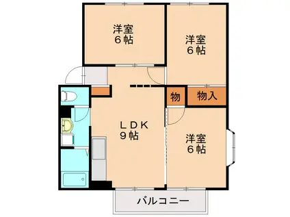 サンビレッジ福間E(3LDK/2階)の間取り写真