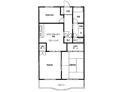 ホワイトヴィラ中里(3DK/3階)の間取り写真