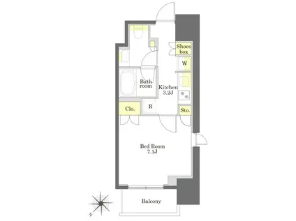 プライムメゾン白金高輪(1K/8階)の間取り写真