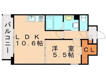 ヴィンテージ箱崎東(1LDK/3階)の間取り写真