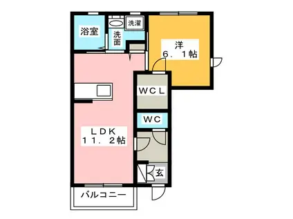 グランピュア(1LDK/1階)の間取り写真