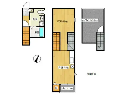 MAISONETIC 九大学研都市(ワンルーム/2階)の間取り写真