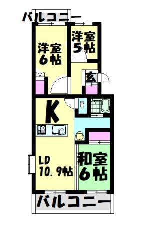 サニーコート鳳南(3LDK/3階)の間取り写真