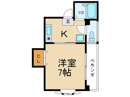 ソレアード・デ・ラカーサ(1K/2階)の間取り写真