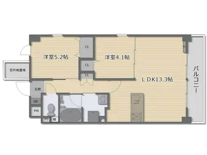 パークエクセル三国ヶ丘(2LDK/2階)の間取り写真