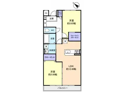 イデア緑が丘B棟(2LDK/2階)の間取り写真
