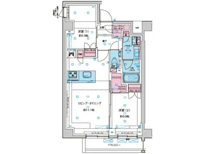 GENOVIA西新井(2LDK/1階)の間取り写真
