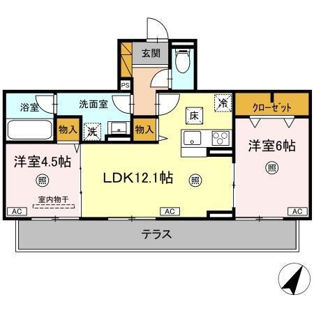 SERENVITA MATSUSHIRO(2LDK/3階)の間取り写真