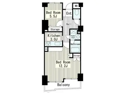 シャルマンコーポ恵比寿(1LDK/3階)の間取り写真