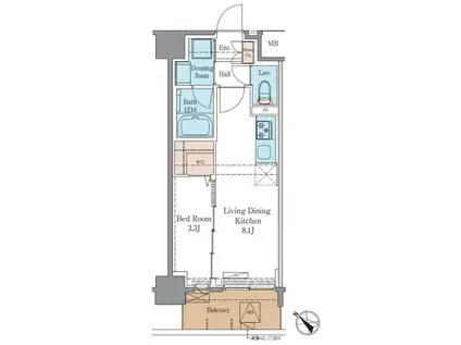 LUXENAプラスPAWS南行徳(1LDK/2階)の間取り写真