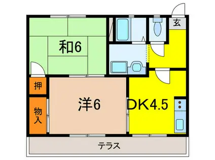 グリーンファクトリー(2DK/1階)の間取り写真