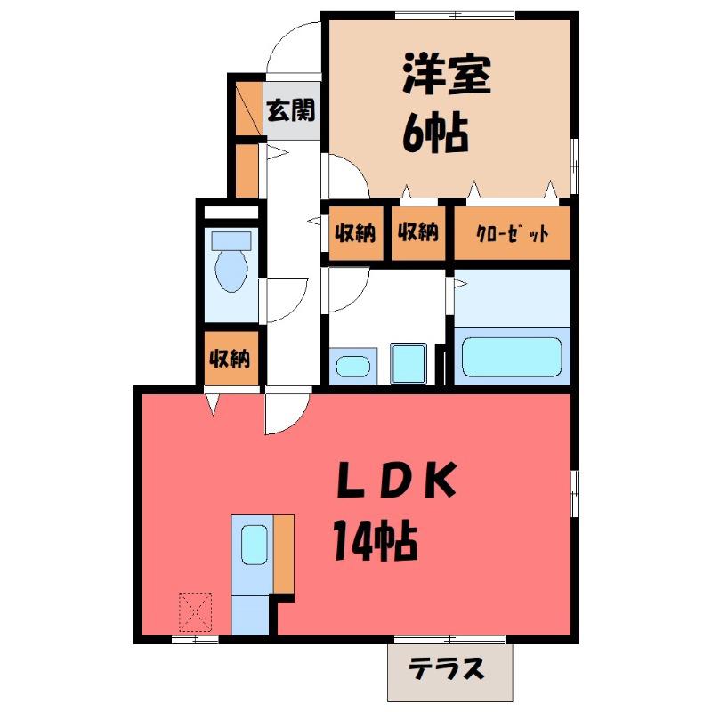 グランソレイユ(1LDK/1階)の間取り写真