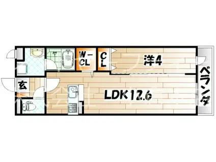 ミーナ白銀(1LDK/4階)の間取り写真
