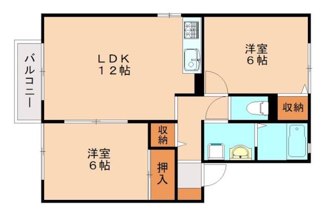 セジュールますみ(2LDK/1階)の間取り写真