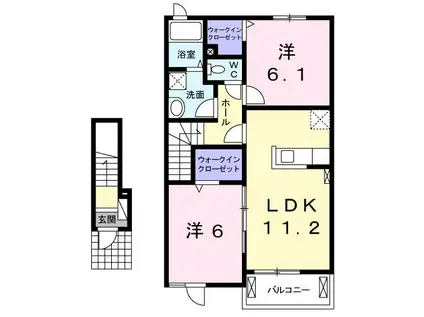 ハピネスヒルIII(2LDK/2階)の間取り写真