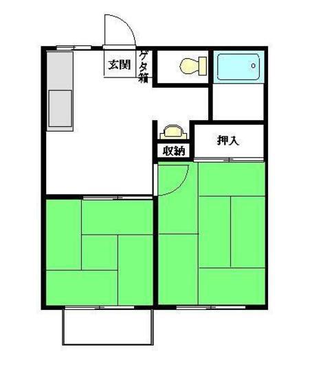 若葉コーポ(2DK/2階)の間取り写真