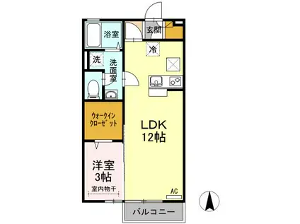 フルジェンテ太田II(1LDK/1階)の間取り写真