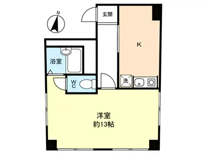 チューリップビル(1K/4階)の間取り写真