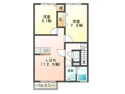 グランコート(2LDK/2階)の間取り写真