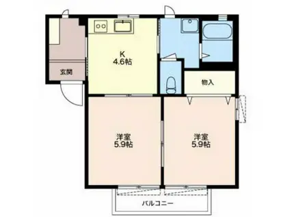 クアトロ(2DK/1階)の間取り写真